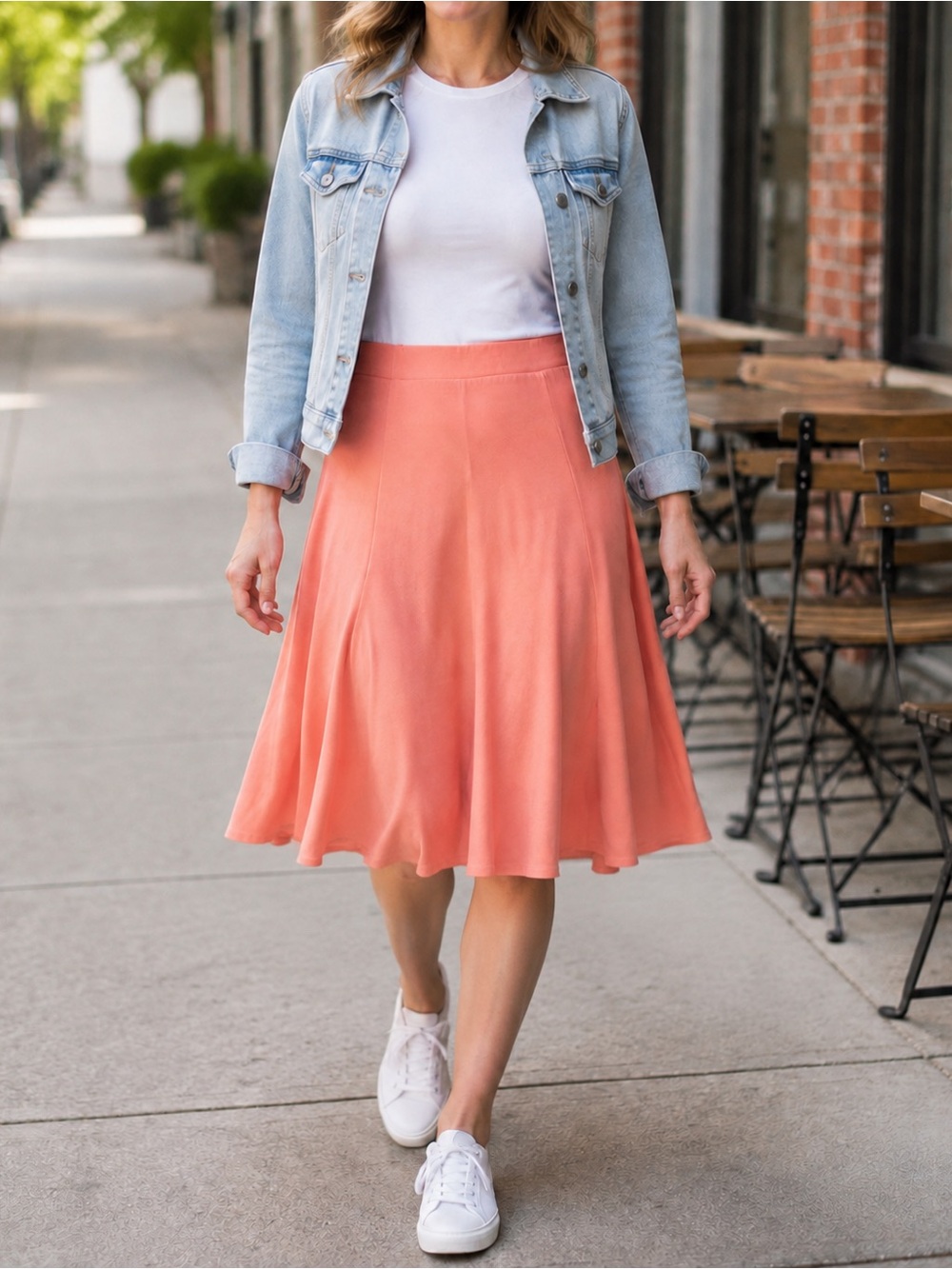 Aritzia Wilfred Market Skirt Size 6 Relux Jersey in Melon